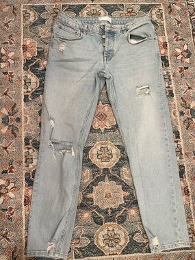 ASOS Light Blue Slim Straight Distressed Jeans